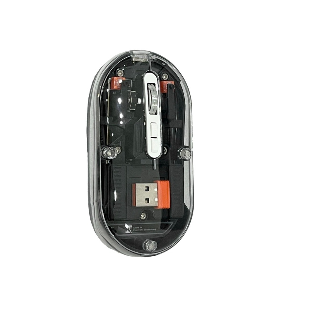 Chuột văn phòng không dây R8 1766 trong suốt màu Đen