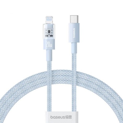 Cáp sạc nhanh Baseus Gem USB-C to Lightning 20W dài 1m P10373001311-00 Galaxy Blue