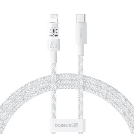 Cáp sạc nhanh Baseus Gem USB-C to Lightning 20W dài 1m P10373001211-00 Moon White