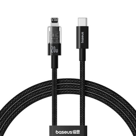 Cáp sạc nhanh Baseus Gem USB-C to Lightning 20W dài 1m P10373001111-00 Cluster Black