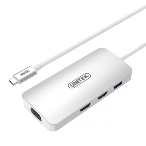 USB Type C (3.1) ra 1 USB Type A + 2 cổng HDMI + 1 cổng VGA Unitek Y-9116