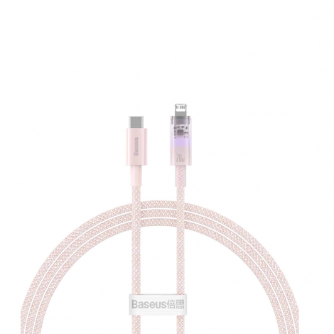 Cáp Sạc Nhanh Tự Ngắt Type C to Lightning dài 1m Baseus Explorer Series 20W Pink CATS010204