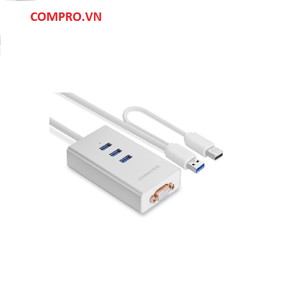 Cáp USB 3.0 to VGA và 3 cổng USB 3.0 chính hãng Ugreen 40256