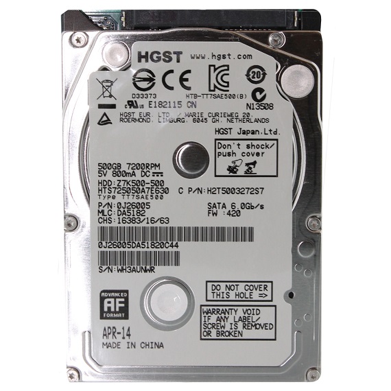 Ổ cứng Notebook HDD HGST 500GB 2.5 inch sata 3 (5400rpm)