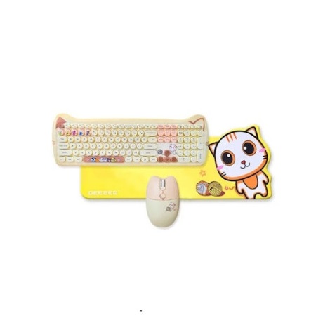 Combo Bàn phím và Chuột không dây GEEZER Cat Plus màu Beige (tặng kèm Miếng lót chuột)