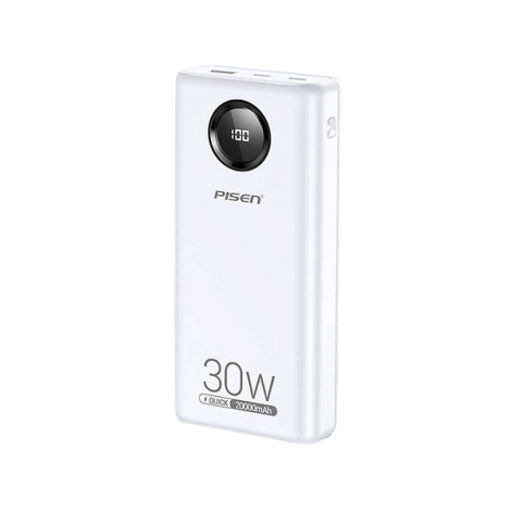 Sạc dự phòng Pisen QUICK Power Cube 20000mAh, sạc nhanh 30W - White (TS-D337)