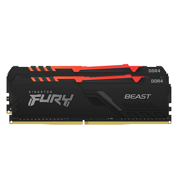 Ram Desktop Kingston Fury Beast RGB (KF436C17BBAK2/16) 16GB (2x8GB) DDR4 3600Mhz