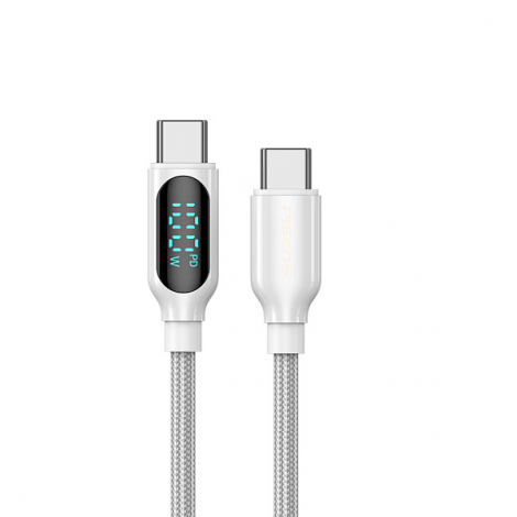 Cáp sạc nhanh có màn hình hiển thị Type-C to Type-C PISEN Pro Dual dài 2m DM-TC20-2000 màu Trắng