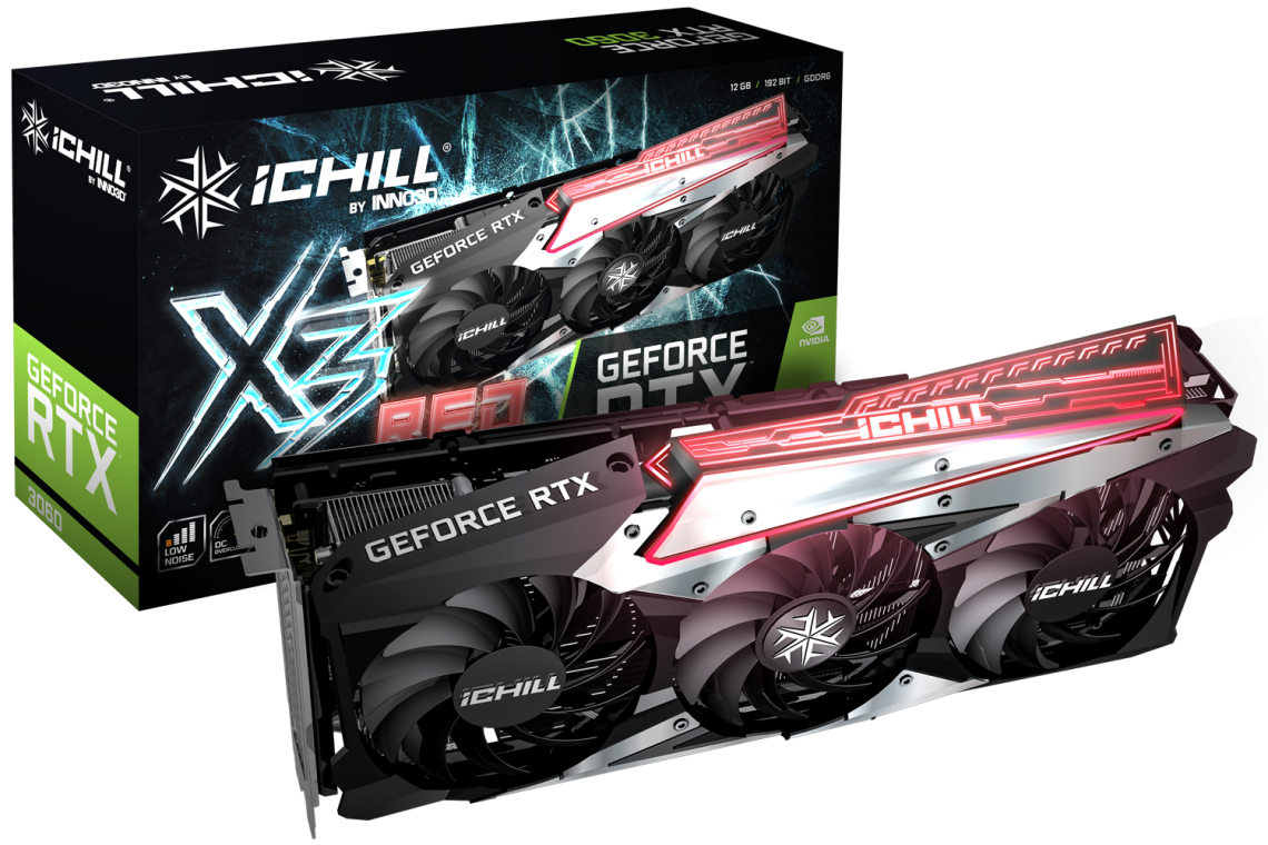 Card màn hình VGA Inno3D RTX 3060 ICHILL X3 RED 12GB (LHR)