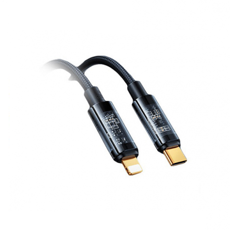 Cáp sạc nhanh trong suốt Type-C to Lightning Pisen Quick Ice Crystal PD dài 1.2m QC-TC01-1200 màu Đen