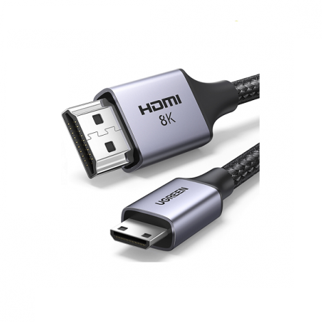 Cáp chuyển đổi Mini HDMI to HDMI 2.1 dài 2m Ugreen 15515 HD163, hỗ trợ 8K@60Hz 4K@144Hz 48Gbps, Dynamic HDR, eARC