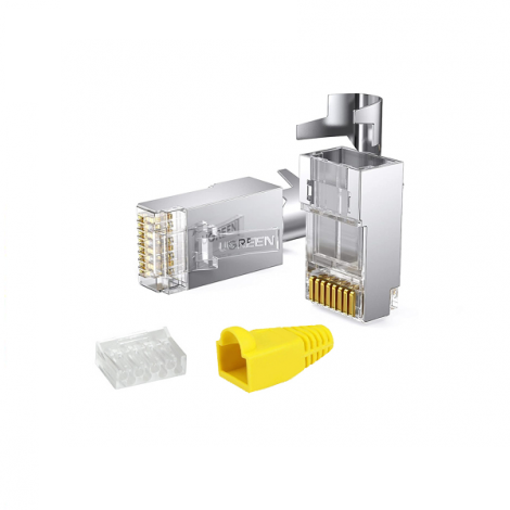 Đầu bấm mạng UTP/FTP Cat6/6A Ugreen 30900 (hộp/50c), kèm đầu chụp nhựa