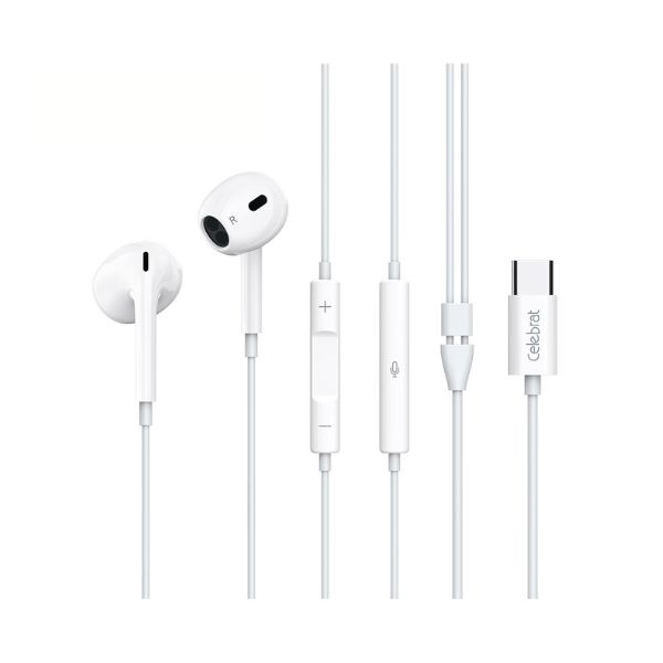 Tai nghe Yison Celebrat Wired Earphones E400 Type-C (White)