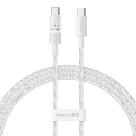 Cáp sạc nhanh Baseus Gem USB-C sang USB-C 1m PD 100W P10373000211-00 Moon White