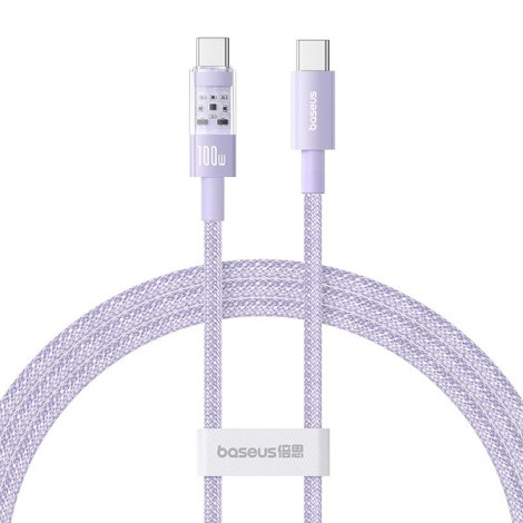 Cáp sạc nhanh Baseus Gem USB-C sang USB-C 1m PD 100W P10373000511-00 Nebula Purple