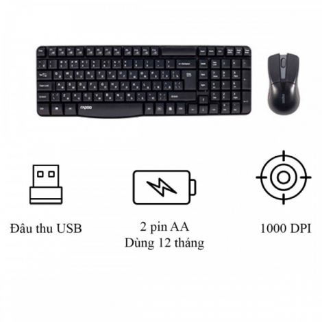 Bàn phím và Chuột Wireless Rapoo X1800 Pro