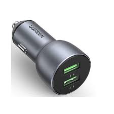 Ugreen 10144 QC3.0 36W 2 cổng màu bạc sạc xe chuẩn quick charge 3.0