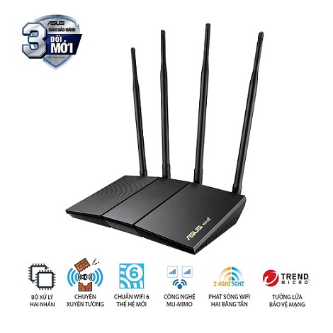 Bộ phát wifi 6 Asus RT-AX1800HP MU-MIMO AX1800Mbps
